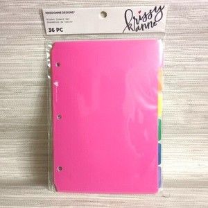 KrissyAnne Designs Binder Insert Set 36 Pcs 6 Dividers Rainbow Color 30 Stickers